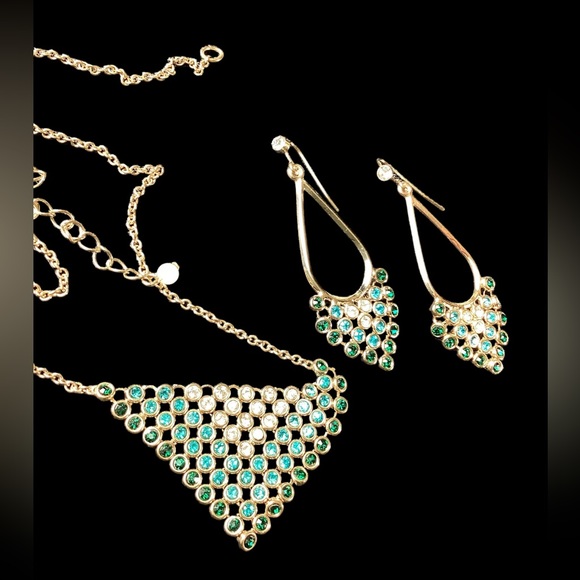Vintage 1980’s SAQ Mesh Necklace & Earrings Set - Picture 1 of 11